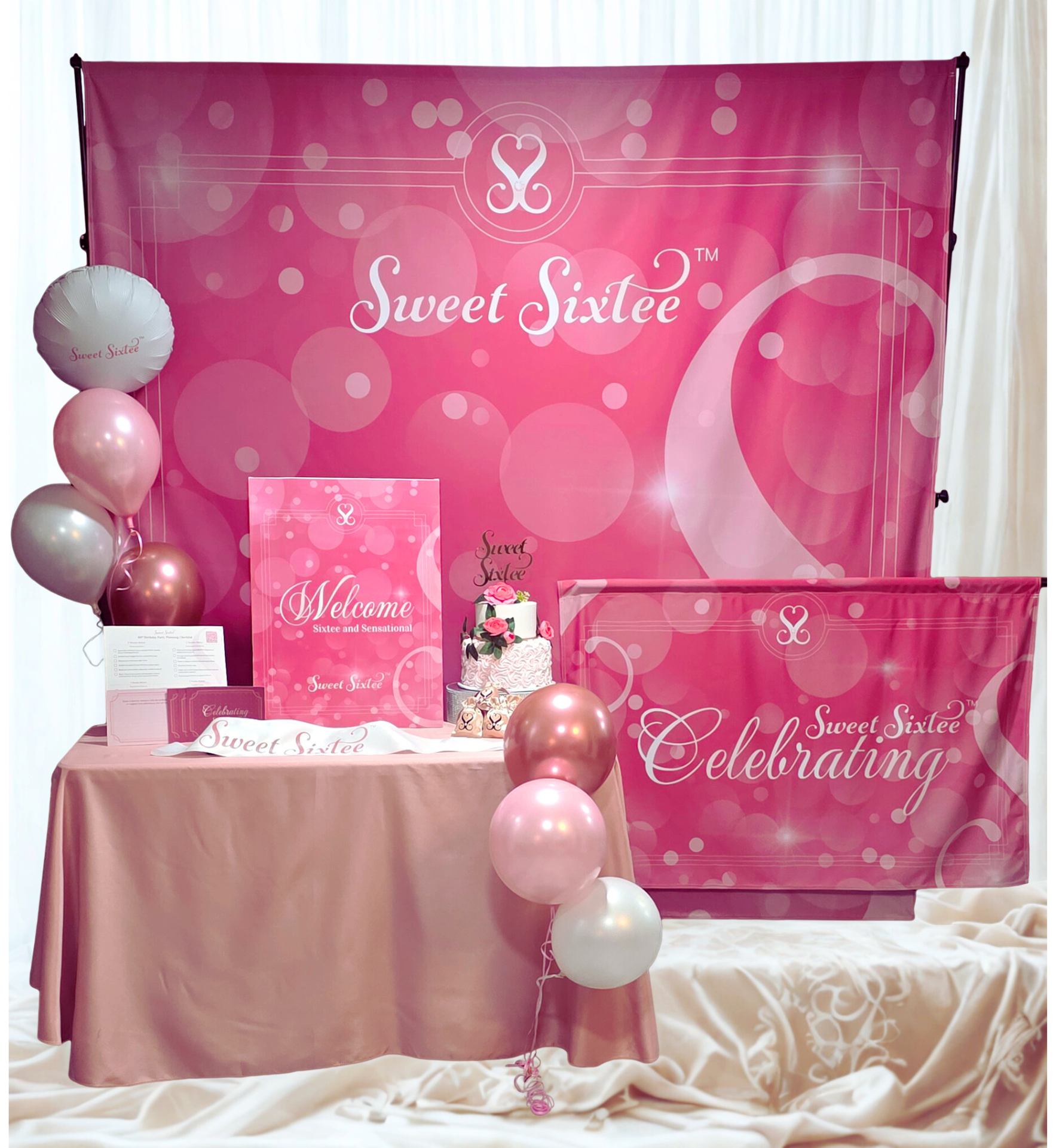 pop the bubbly themed 60th birthday party decorations by SweetSixtee, the luxury birthday party decor brand
