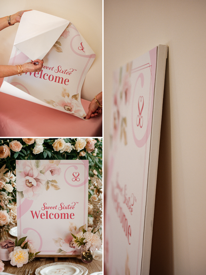 birthday sign, 60th birthday welcome sign, sweet sixtee, peel and stick birthday sign, 60th birthday party decorations, themed birthday party