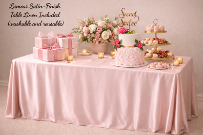 sweet sixtee tablecloth is a beautiful reusable keepsake item, photo of sweet sixtee party set up , modern sixtieth birthday party