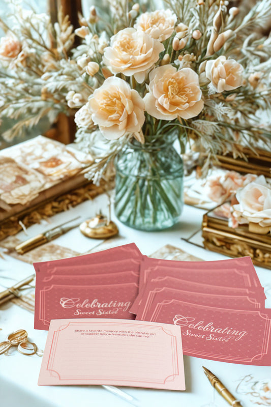 sharing cards, a place to write message for 60th birthday party, sweet sixtee