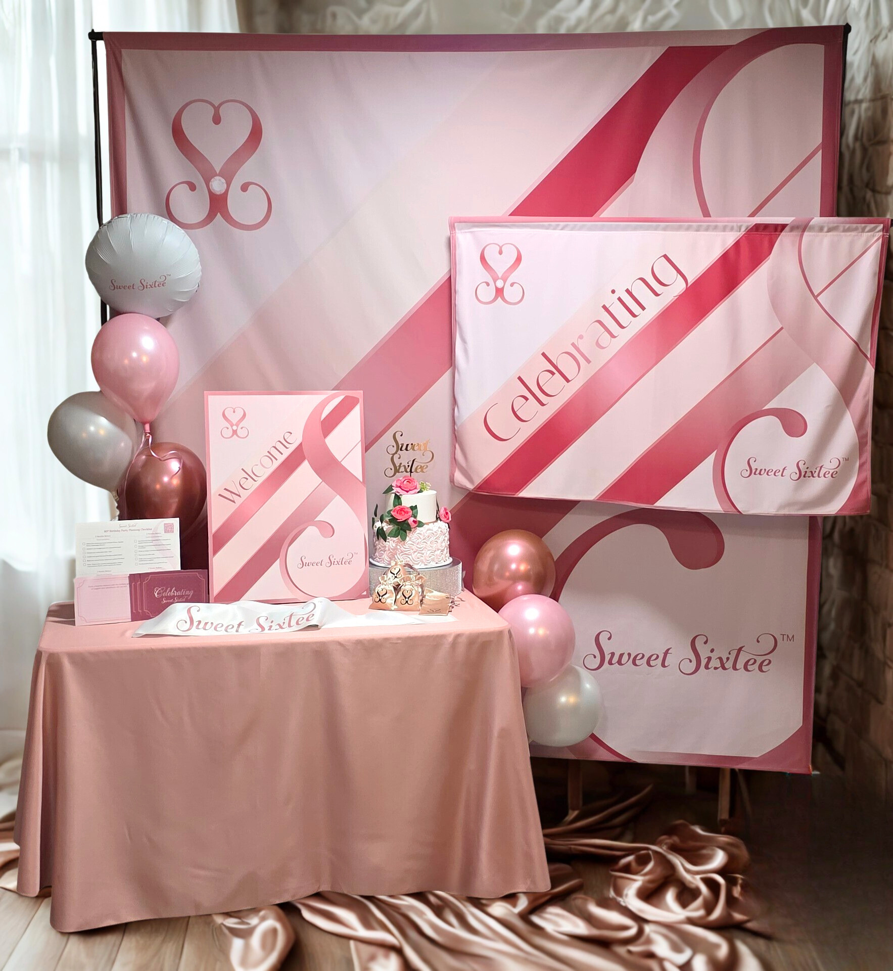 Satin and Sheen 60th birthday party supplies by Sweet Sixtee, the luxury 60th birthday decoration set