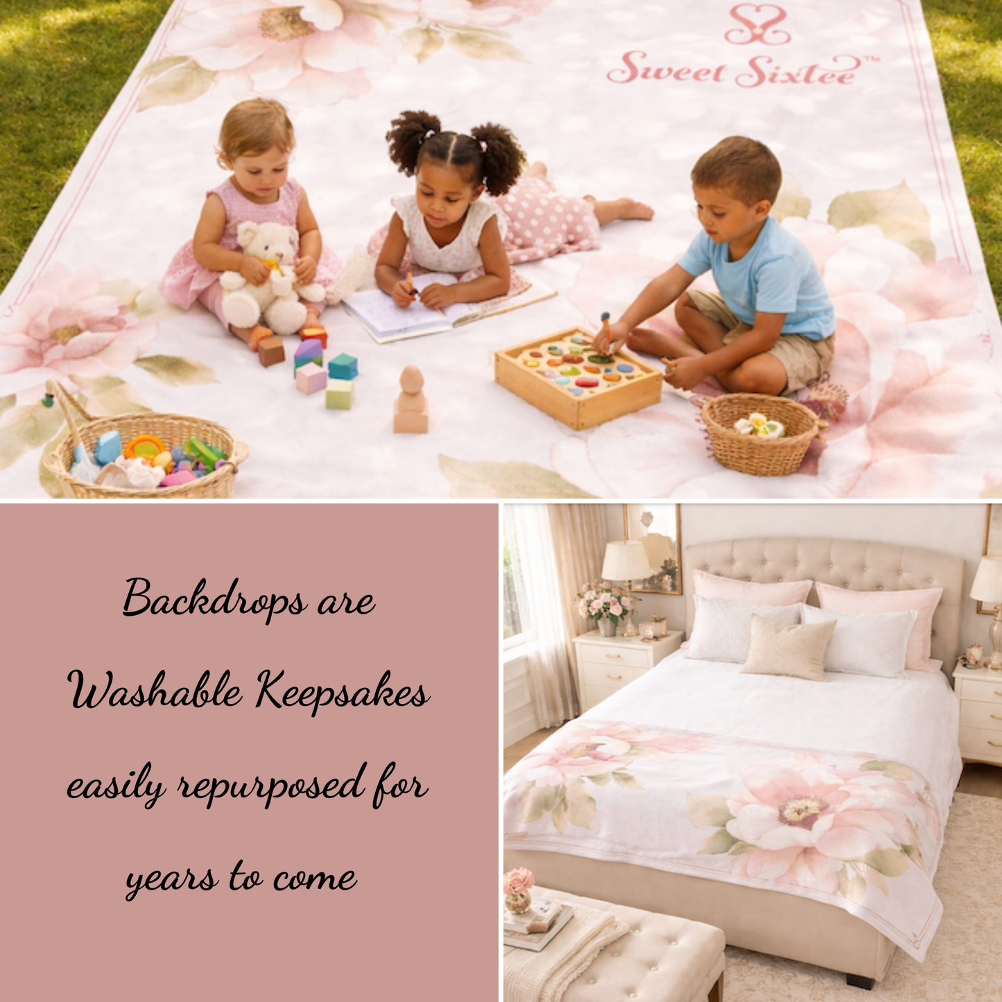 sweet sixtee photo backdrop, repurpose, reuse, upcycle - keepsake, blanket, throw,