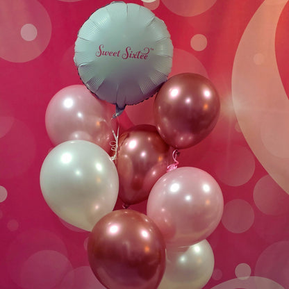 balloons in stunning colors, sweet sixtee, balloon bouquet, 60th birthday party decor