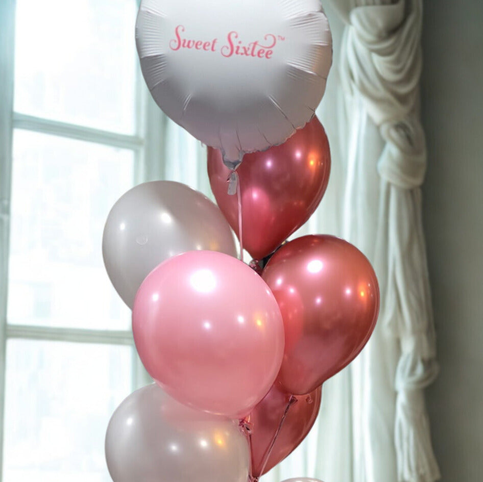 beautiful sweet sixtee balloons, sweet sixtee, balloon bouquet, 60th birthday party decor